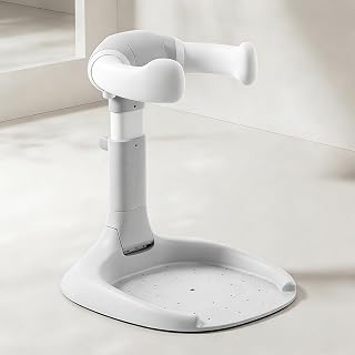 2-in-1 Baby Bath Seat Stand, Adjustable Toddler Bath Support Chair, Foldable Infant Bathing Helper with Anti-Slip Base, Ergonomic Baby Shower Bath Rack for Newborn Infant Toddler Bathroom Use