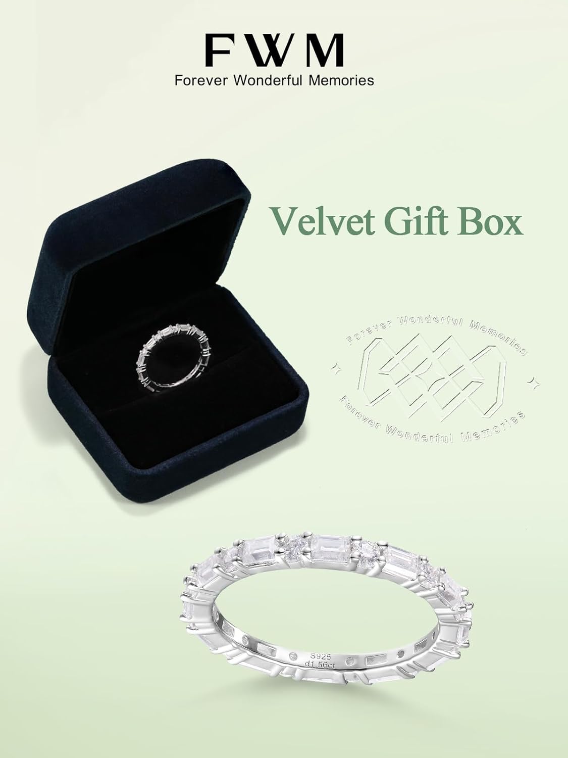 D Color VVS1 Clarity Moissanite and Sapphire/Ruby/Emerald Rings for Women, Solid 925 Sterling Silver, Anniversary Birthday Mothers Day Jewelry Gift, Stackable Wedding Ring, Size 4-11