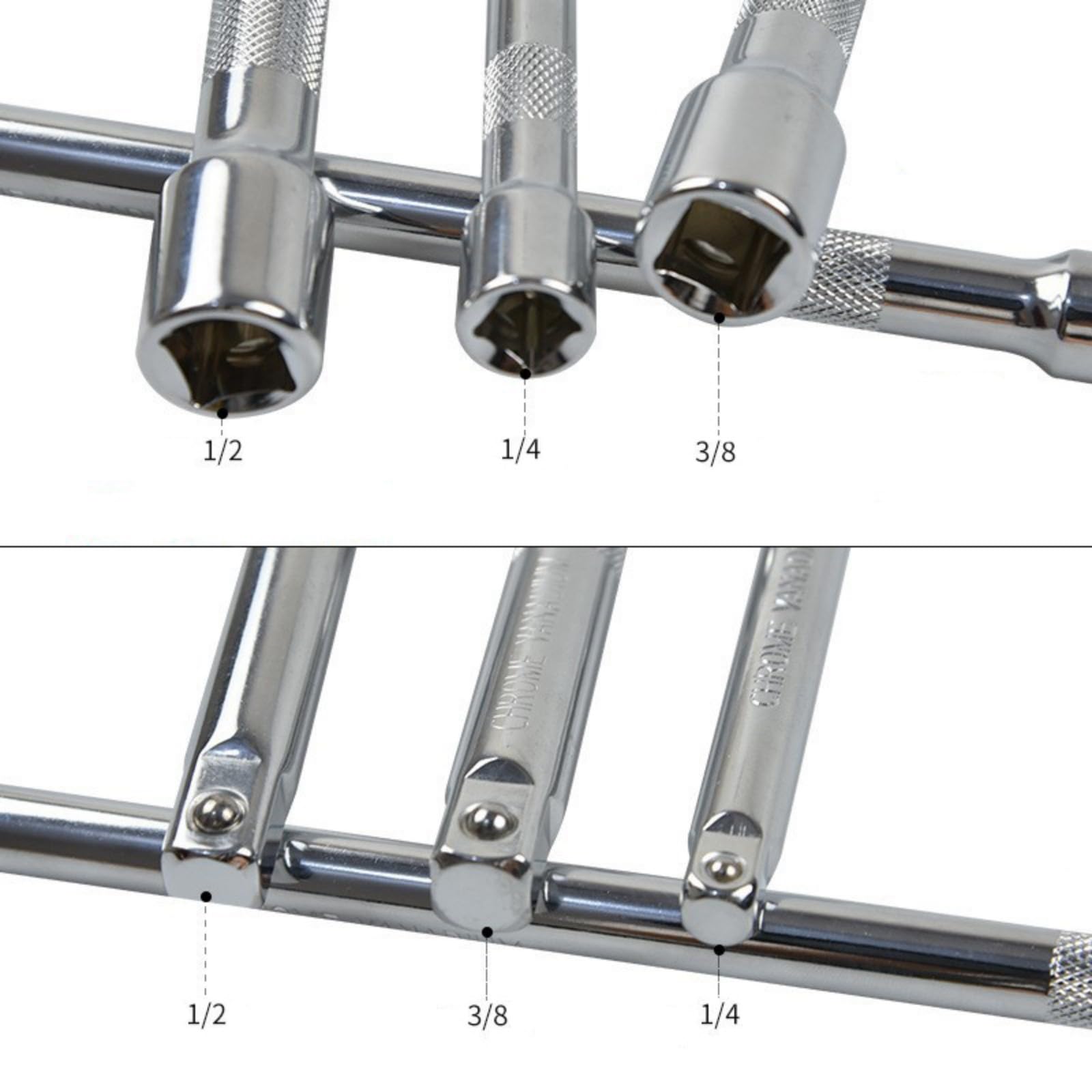 Juego de 15 varillas de extensión de 1/2 pulgada, 3/8 pulgadas, 1/4 pulgadas, extensor de enchufe de impacto de acero, fácil de operar para llave de vaso