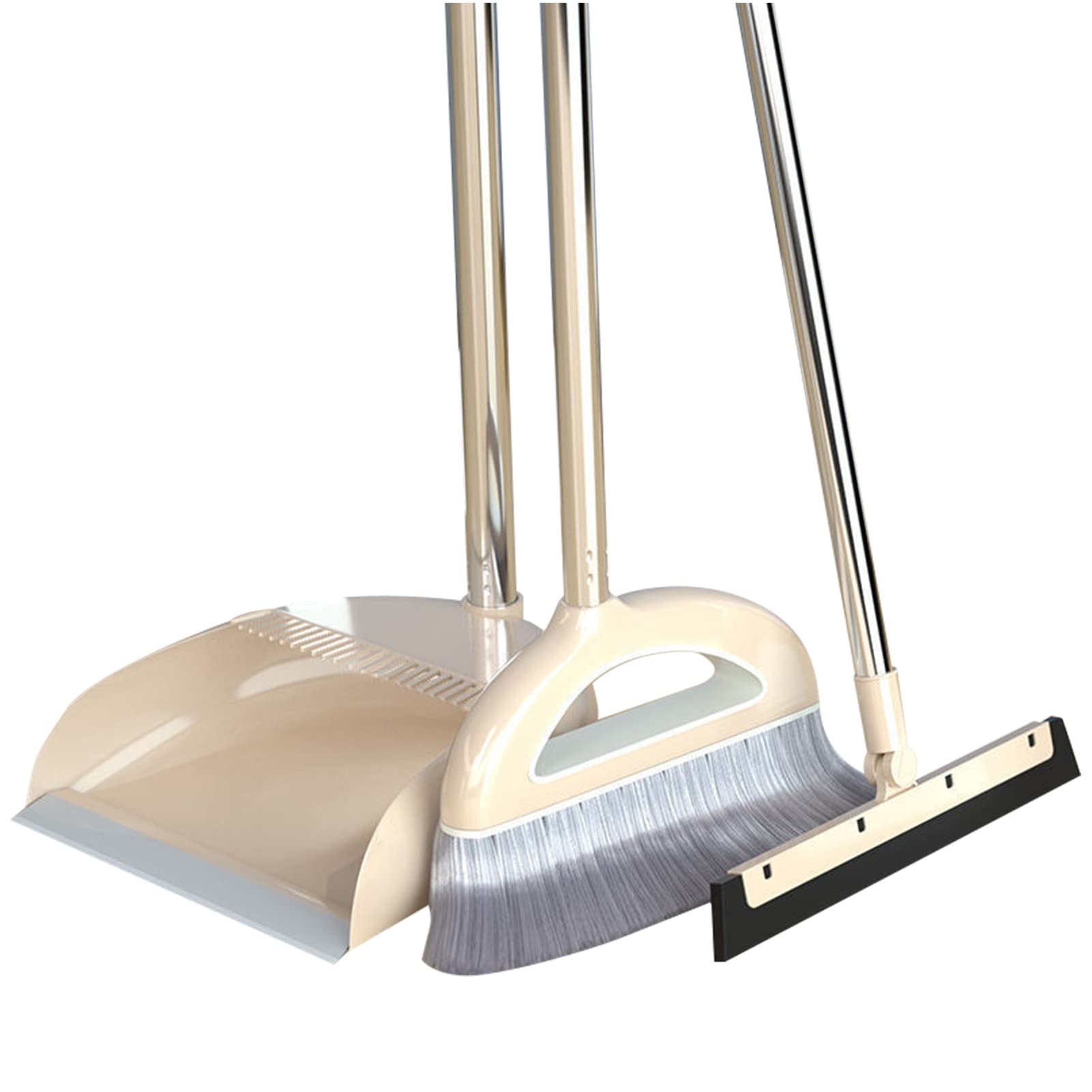 Broom and Dustpan Set, Upright Broom and Shovel Combo with Floor Scraper for Main Kitchen, Office, Bedroom, Living Room, Home, Kitchen, Room, Floor Cleaning Broom and Dustpan Set for Home