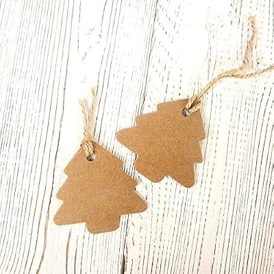 Christmas Tree Gift Tags,Gift Wrap Tags,100 Pcs Kraft Paper Gift Tag with String,Blank Craft Gift Tag with Natural Jute Twine String
