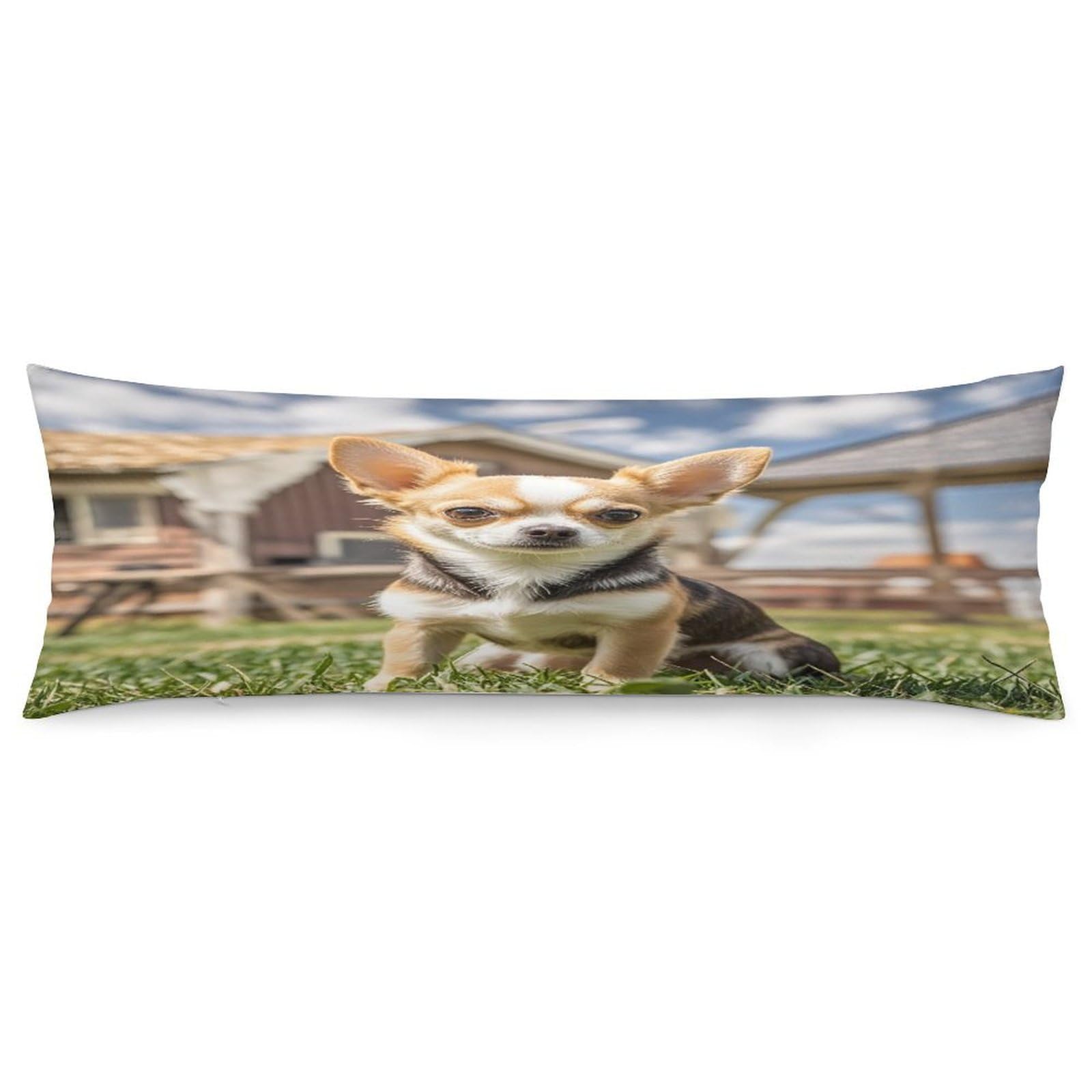 Farm Cute Chihuahua Pillowcase Long Body Pillow Cover Soft Decorative Body Pillow Case Breathable Large Pillowcase Cute Cozy Pillow Protector for Bed Sofa Couch Room 18.9 X 53 Inch