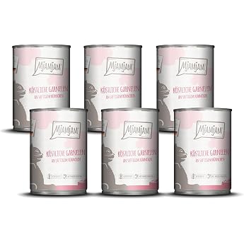 MjAMjAM - Premium Nassfutter f r Katzen - k stliche Garnelen an saftigem H hnchen 6er Pack 6 x 400 g getreidefrei mit extra viel Fleisch