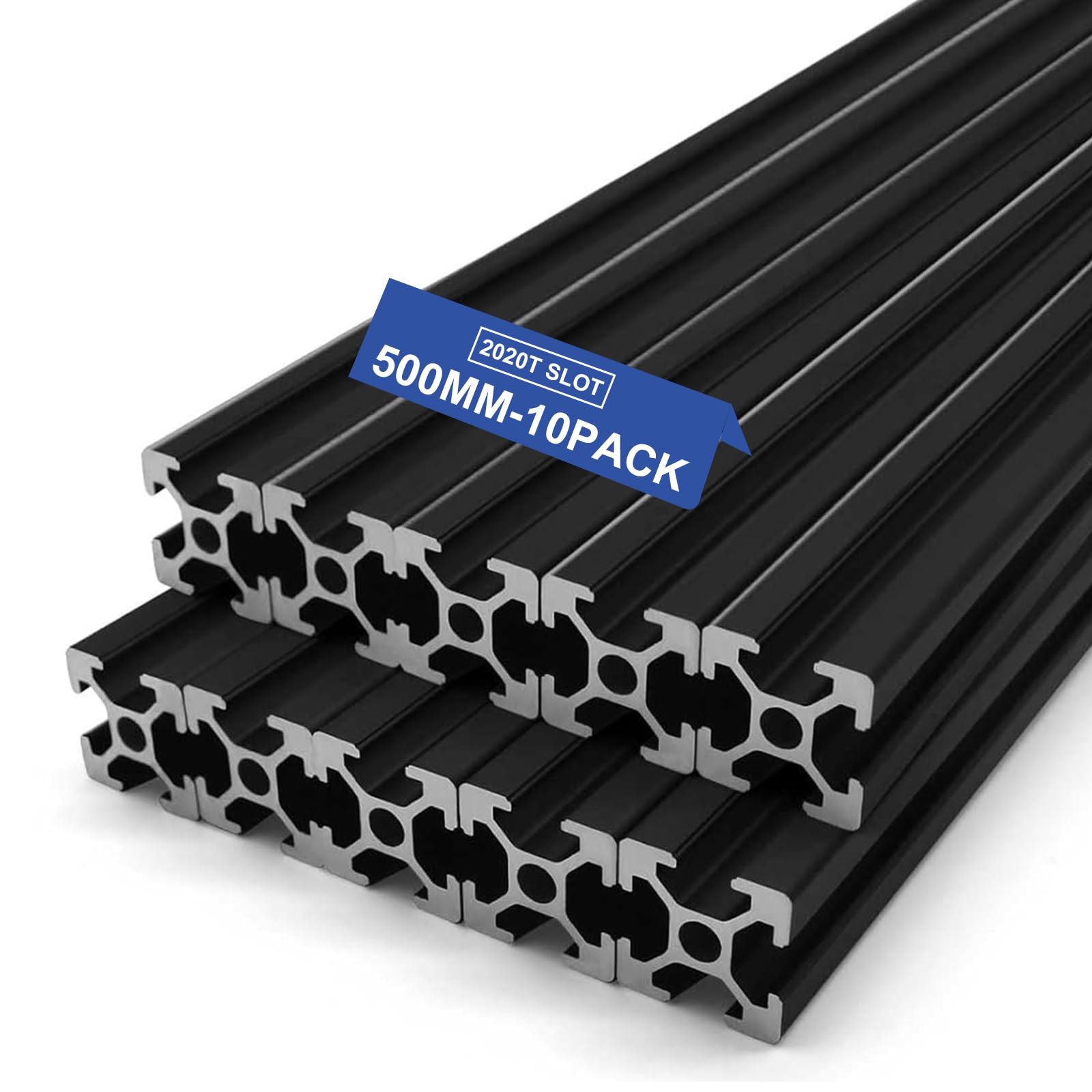 SeekLiny 10PCS T Slot 2020 Aluminum Extrusion European Standard 500mm(19.6’’) Length Anodized Extruded Aluminum for CNC DIY 3D Printer and Industrial