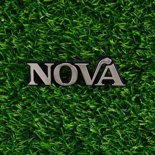 Image of 1Pc 1975-1979 Nova Front Fender Emblem 3D Badge Nameplate with mounting Studs 358756 Replacement for Nova (Silver Black)