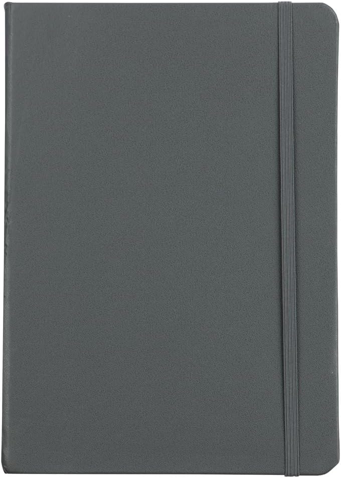 JAM Paper Hardcover Notebook with Elastic Band - Large Journal - 6 x 8 1/2 - Grey - 100 Lined Sheets - Sold Individually