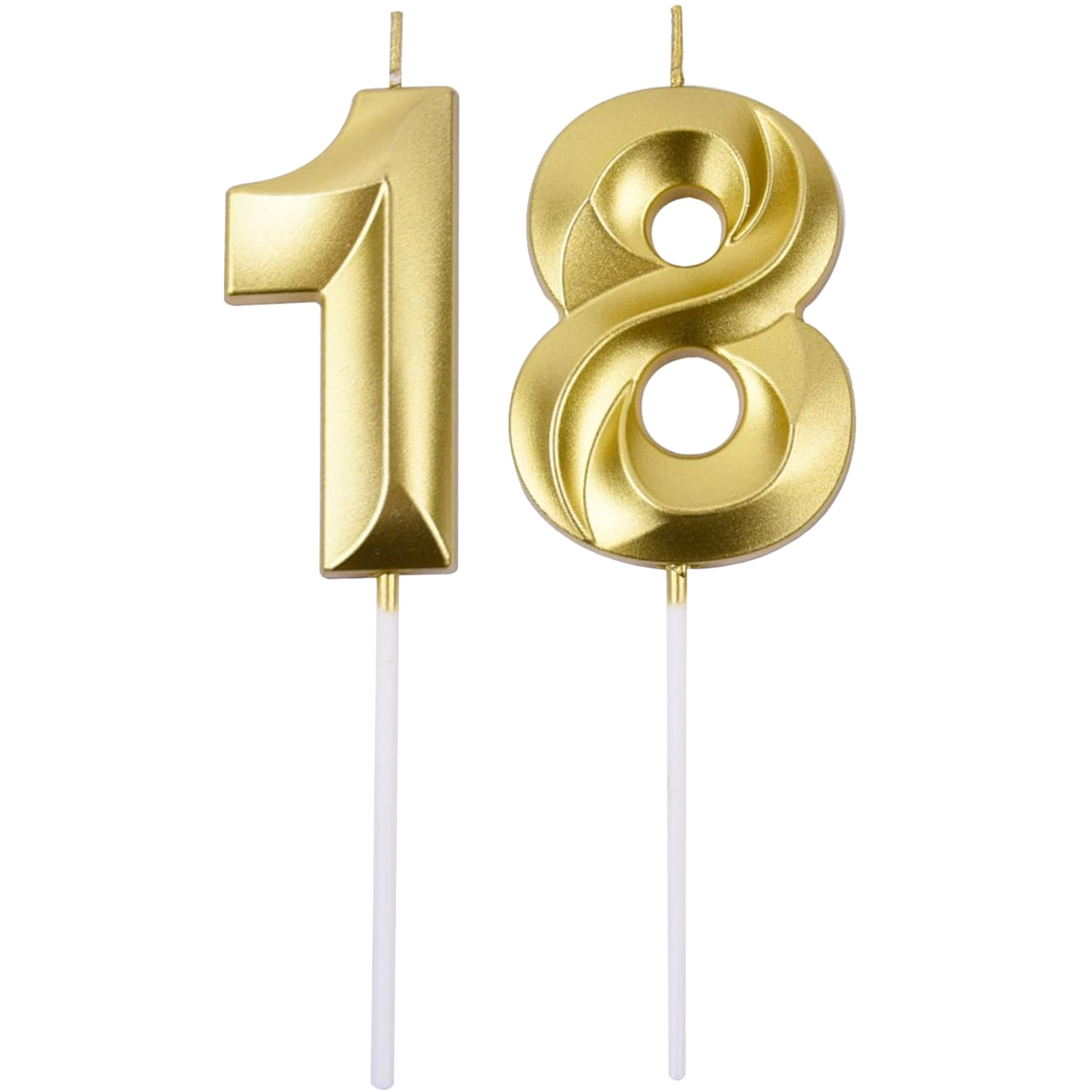 Gold Number 21 Birthday Candle Set - Elegant Cake Decoration -13