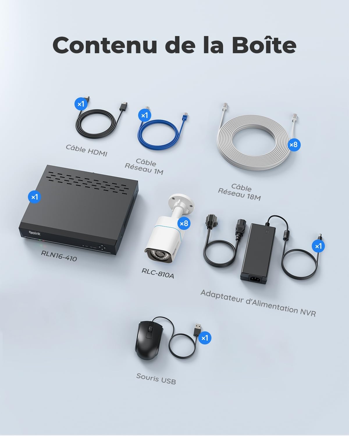 Reolink 4K 16CH Kit Videosurveillance PoE Extérieure, RLK16-800B8