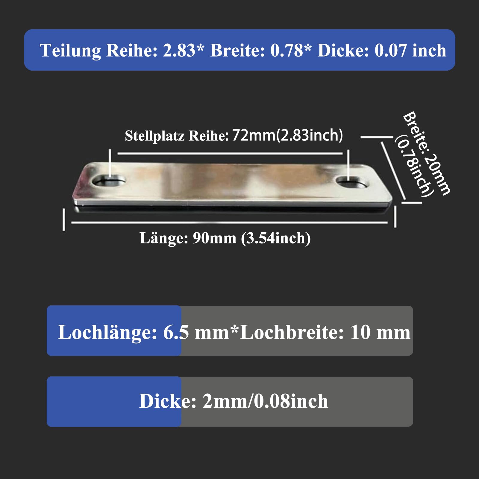 4PCS Pitch Row 2.83IN LIFePO4 busbar Zellen-Busschienenverbinder rot Kupfer vernickelt für Llifepo4-Lithium-Batterien DlY Lifepo4 Cell 3.2V 280Ah; 300ah Lithium Batterie (4, Pitch Row 2.83IN)