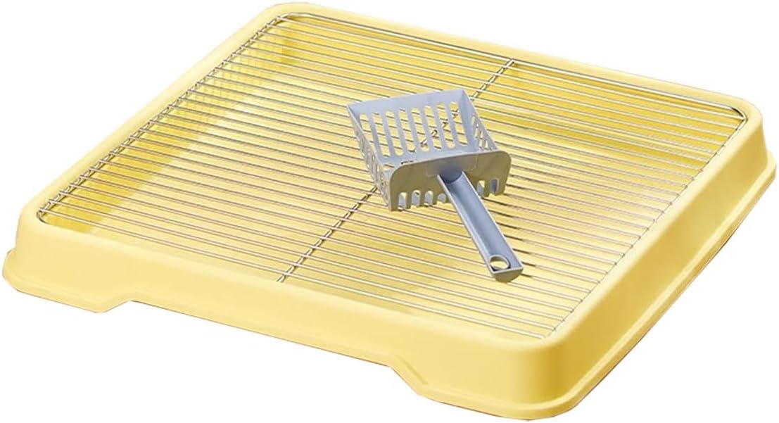 Anti-Shit Dog Toilet, Mesh Training Tray, Dog Pee Pad Holder, Split Design, Keep Paws Dry, Easy to Clean, with Litter Scoop(Yellow,15mm)