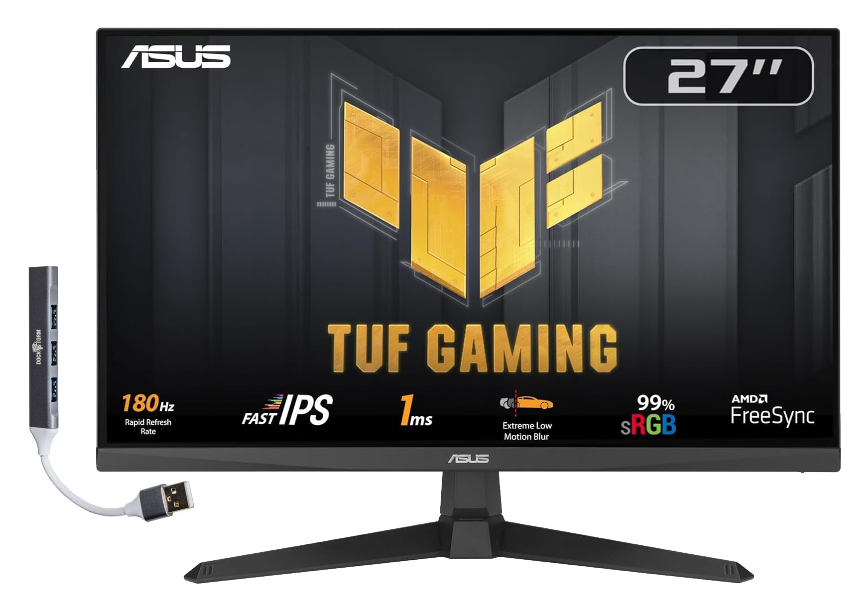 ASUS TUF Gaming Monitor IPS FHD de 27 pulgadas con tiempo de respuesta de 1 ms, frecuencia de actualización de 180 Hz, antideslumbramiento, sin parpadeo, montaje VESA (100 mm), Displayport, HDMI y