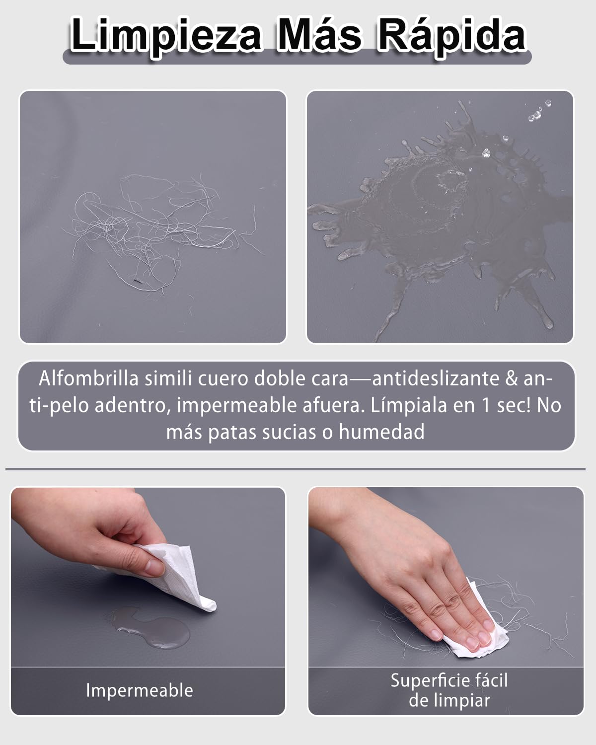 Cama Perro Verano Mediano Impermeable-90x57cm,Alfombra para Perros en Cuero Artificial,Colchón Lavable & Fácil de Limpiar,Exterior Portátil & Compacto Tapete Perro,Interior & Viaje,Gris