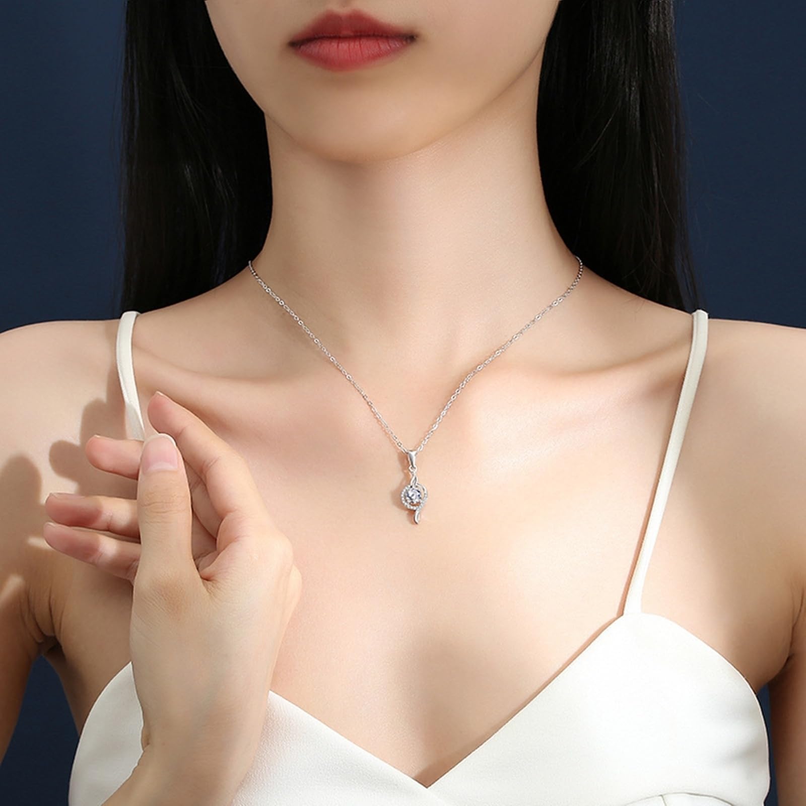 Collares de moda para mujer con moissanita, collar de oro rosa, cinta de halo de boda, cumpleaños