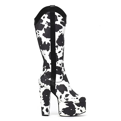 LAMODA Women's Lmf 0376-White/Cow Knee high Boot - 4 UK - White Cow