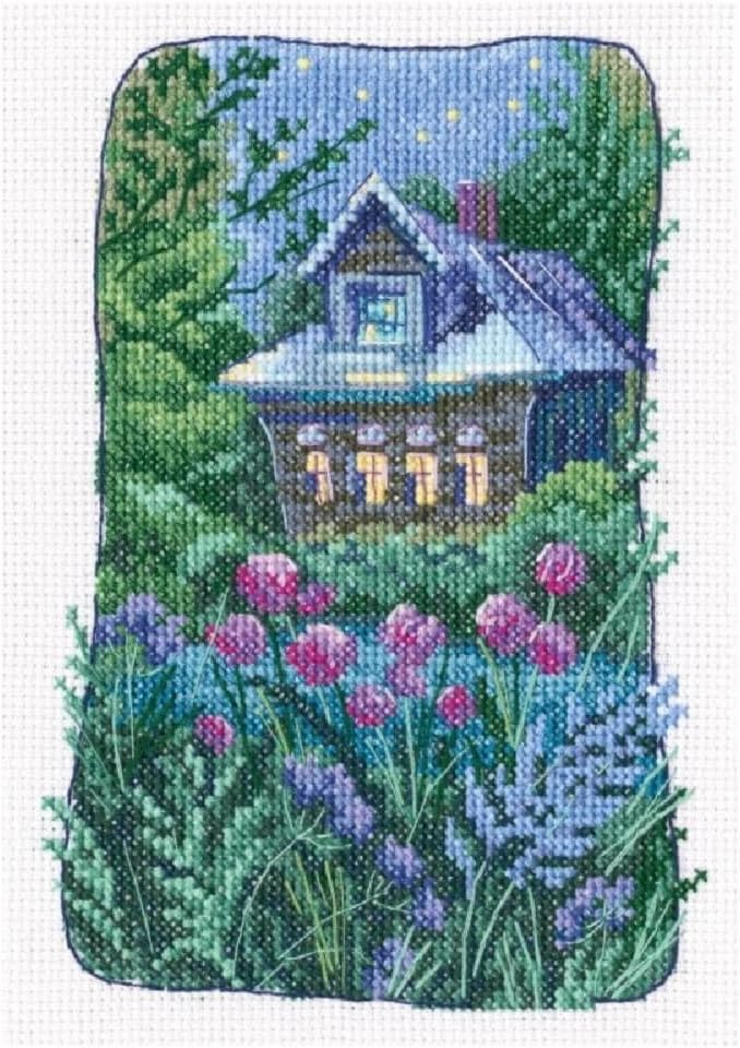 RTO Cross Stitch Embroidery Kits for Adults Nature - Grandmother`s Old Garden 12x17.5cm/4.7x6.9 14CT
