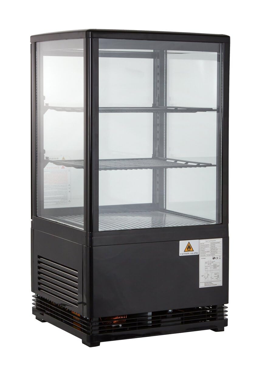 GastroHero Vetrina refrigerante da 58 litri, Vetrina a buffet +2 °C e +6 °C con LED I vetrina refrigerante Gastro nero I banco refrigerante con porta in vetro e convezione I chiudibile a chiave