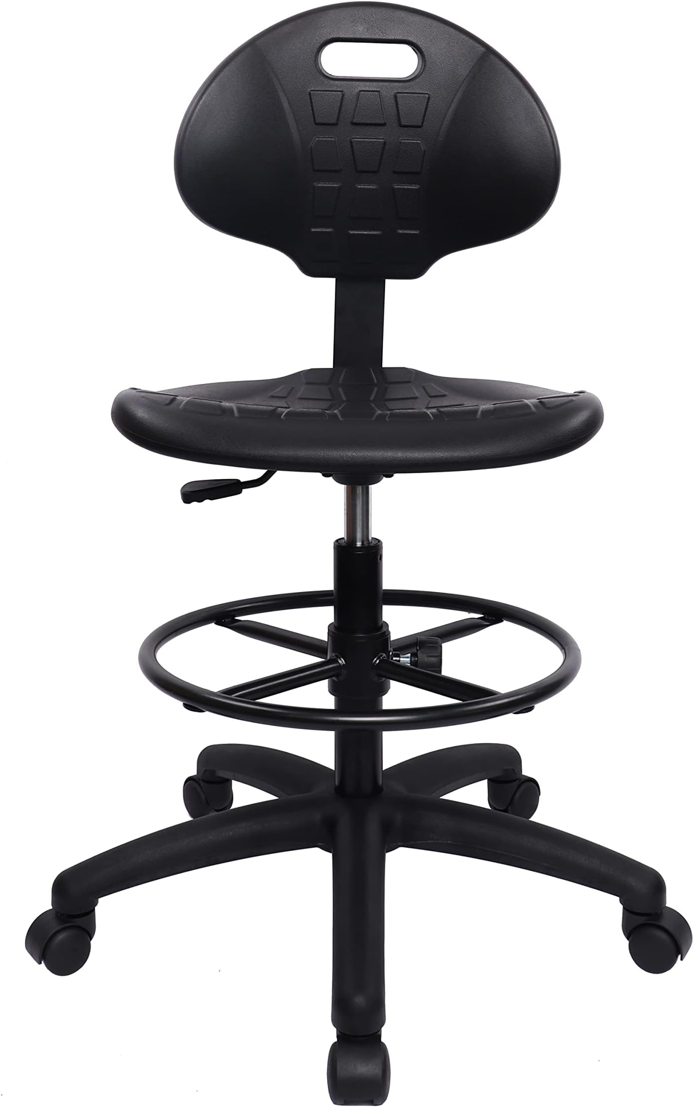 Deluxe Polyurethane Drafting Lab Stool Chair, 18" Adjustable Footring, 10" Adjustable Height, 450 lbs seat Capacity, Heavy Duty
