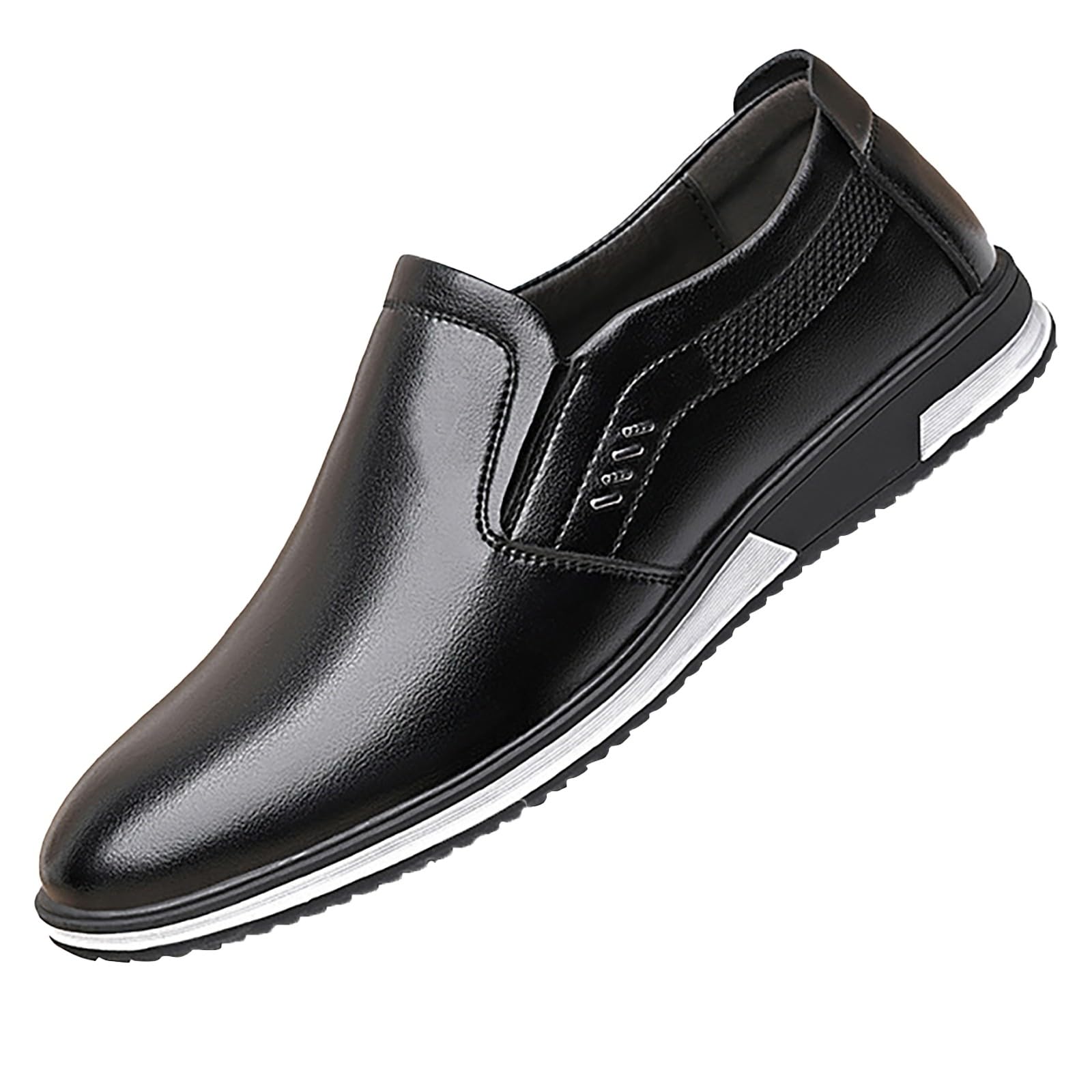 Loafer Uomo In Pelle Nera Con Suola Cucita A Mano - Mocassino Spagnolo, Taglia EU, Larghezza Comoda, Elegante E Classico