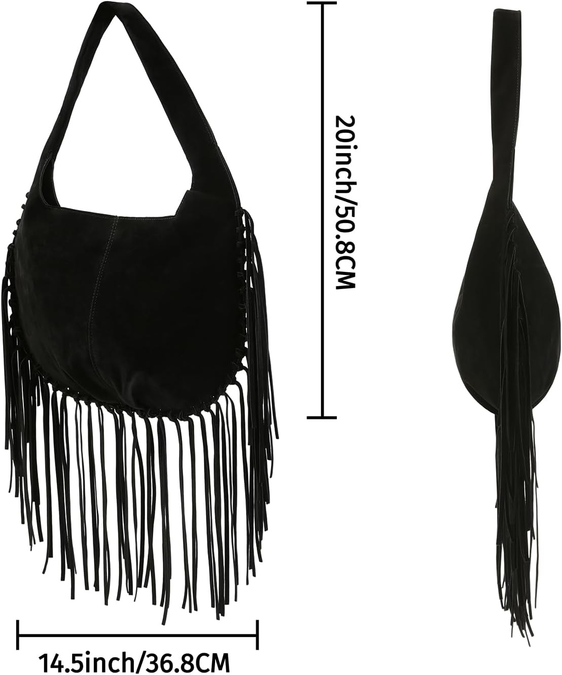 HDE Women's Faux Suede Leather Bag Fringe Tassel Shoulder Purse Western Handbag - Image 3