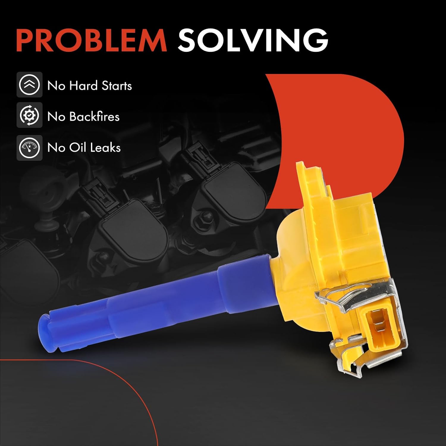 A-Premium (Yellow) Engine Ignition Coil Pack Compatible with Volkswagen Passat 1998-1999, Golf 2002/2004-2005 & Audi A4 1997-2000, A4 Quattro 1997-2000, A8 1997-1999, A8 Quattro 1997-1999, 4-PC Set