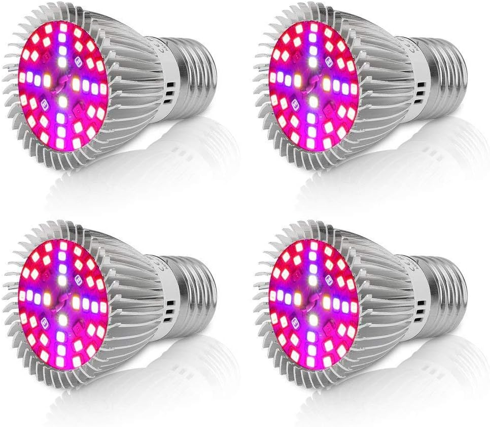 Led Grow Light Bulb,Derlights 40W Equivalent E26 Full Spectrum Led Grow Light Bulb, SMD2835 Grow Plant Light for Indoor Garden Greenhouse and Hydropoics Greenhouse Organic,Pack of 4