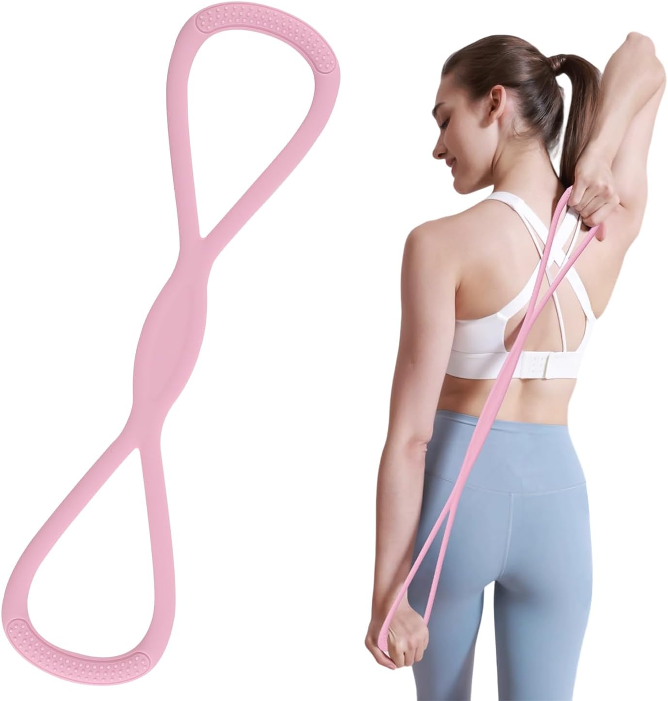 8 Shaped Resistance Rubber Band for Arms,8 Shaped Resistance Rubber Band,Figure 8 Exercise Bands for Women Men,Resistance Bands for Glutes,Back,Fullbody Yoga Pulling Rope,Not Break,Portable
