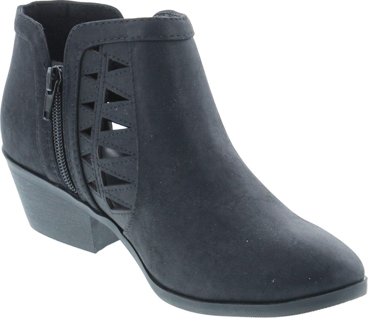  | SODA CHANCE Womens Perforated Cut Out Stacked Block Heel Ankle Booties | Ankle & Bootie