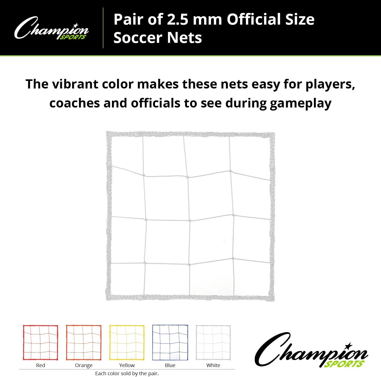 Pair of 4.0 mm Braided Soccer Nets by Champion Sports