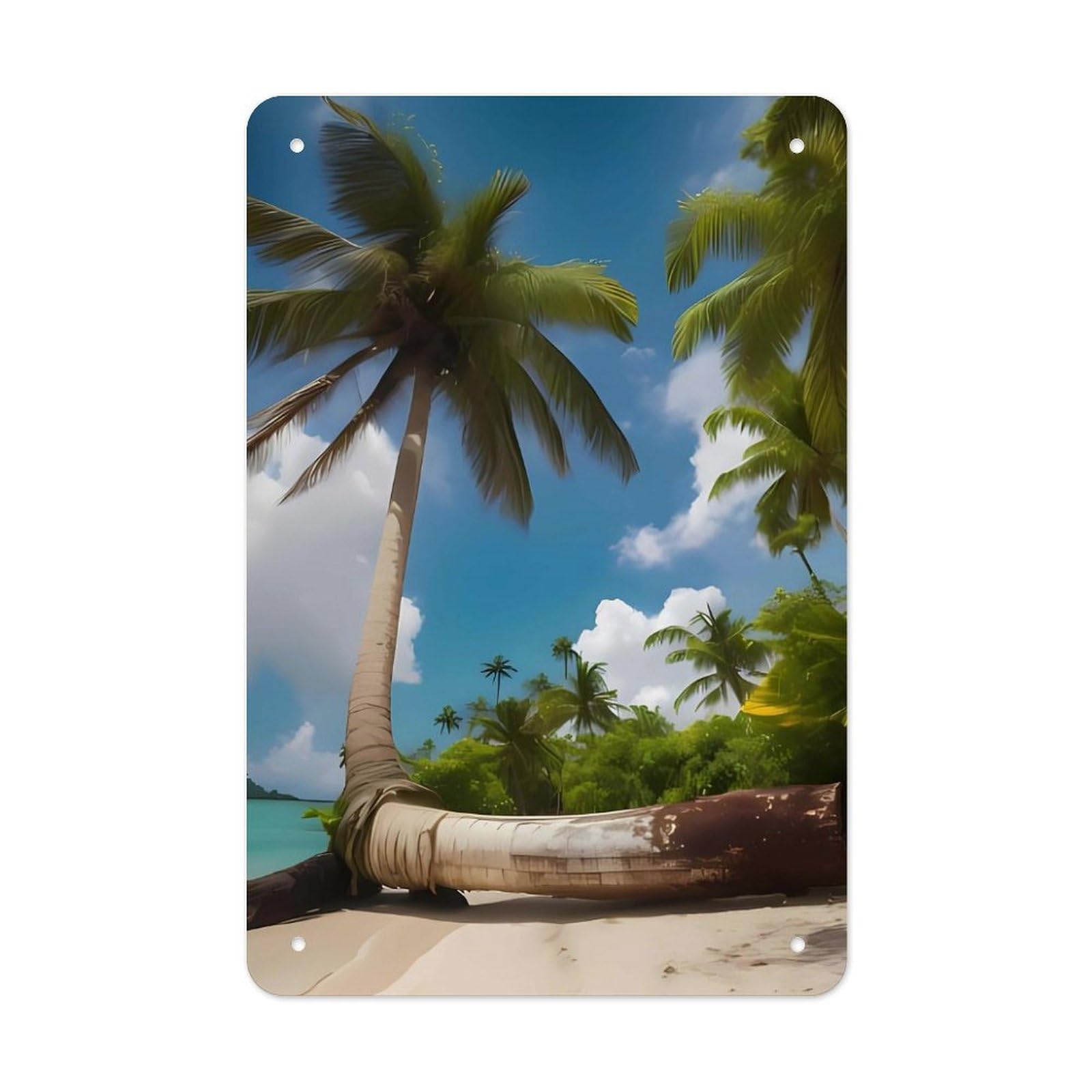 QMNLKH Two Palm Tree Tropical Plaques for Wall Decor, Personalized Metal Tin Sign for Home, Multifunctional Poster for Office, Fashion Painting for Hallway, Wall Art Pictures, 7.9x11.8Inch