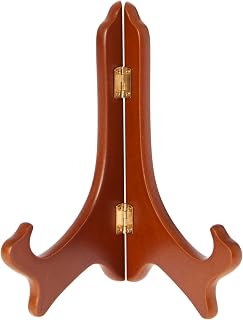 Bard's Hinged Walnut MDF Wood Plate Stand, 8" H x 7" W x 4.75" D (For 8" - 10" Plates)