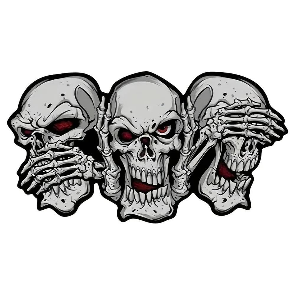 Auto Accessory Three Skulls Design Decorative Vinyl Sticker DIY Decoration for Car Laptop Accessories
