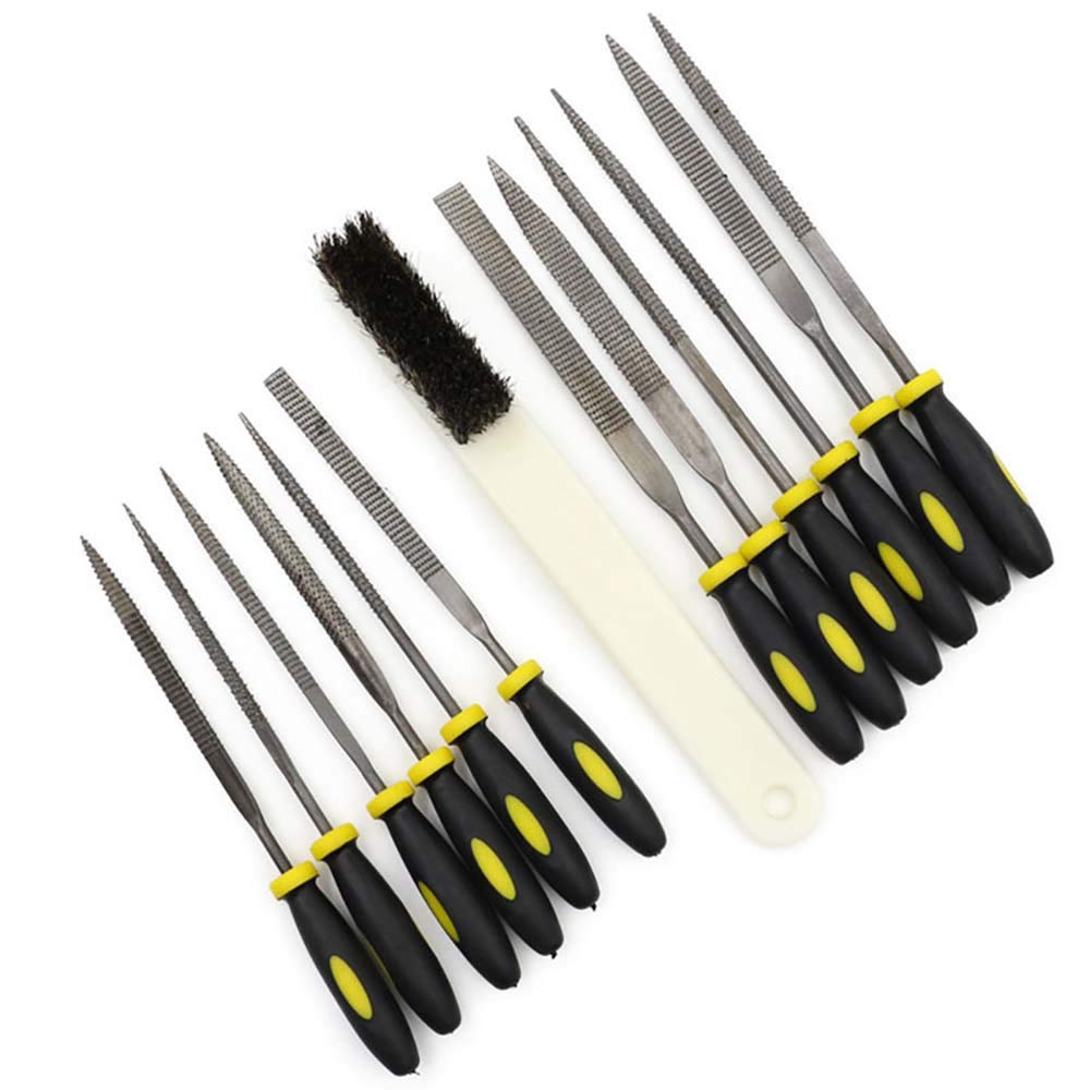 Lot de 15 petites limes et râpes en bois avec brosse de nettoyage - Mini limes aiguilles en métal avec une variété de formes et de tailles pour sculpture sur bois