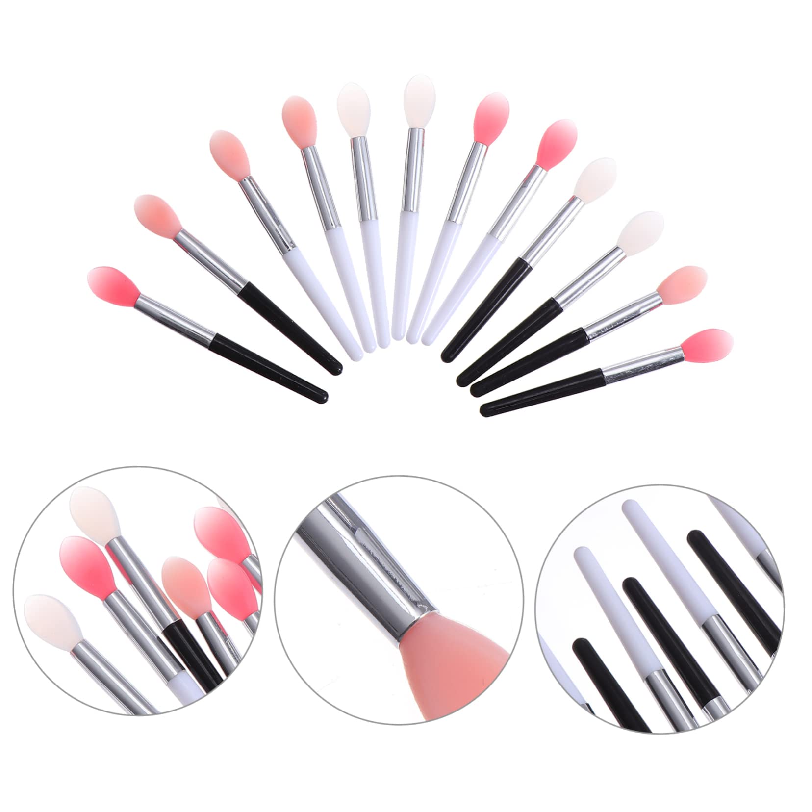 Healeved 12 Pack Silicone Lip Brush Makeup Lipstick Applicator Cosmetic Lip Mask Brush Portable and Easy to Use for Occasions