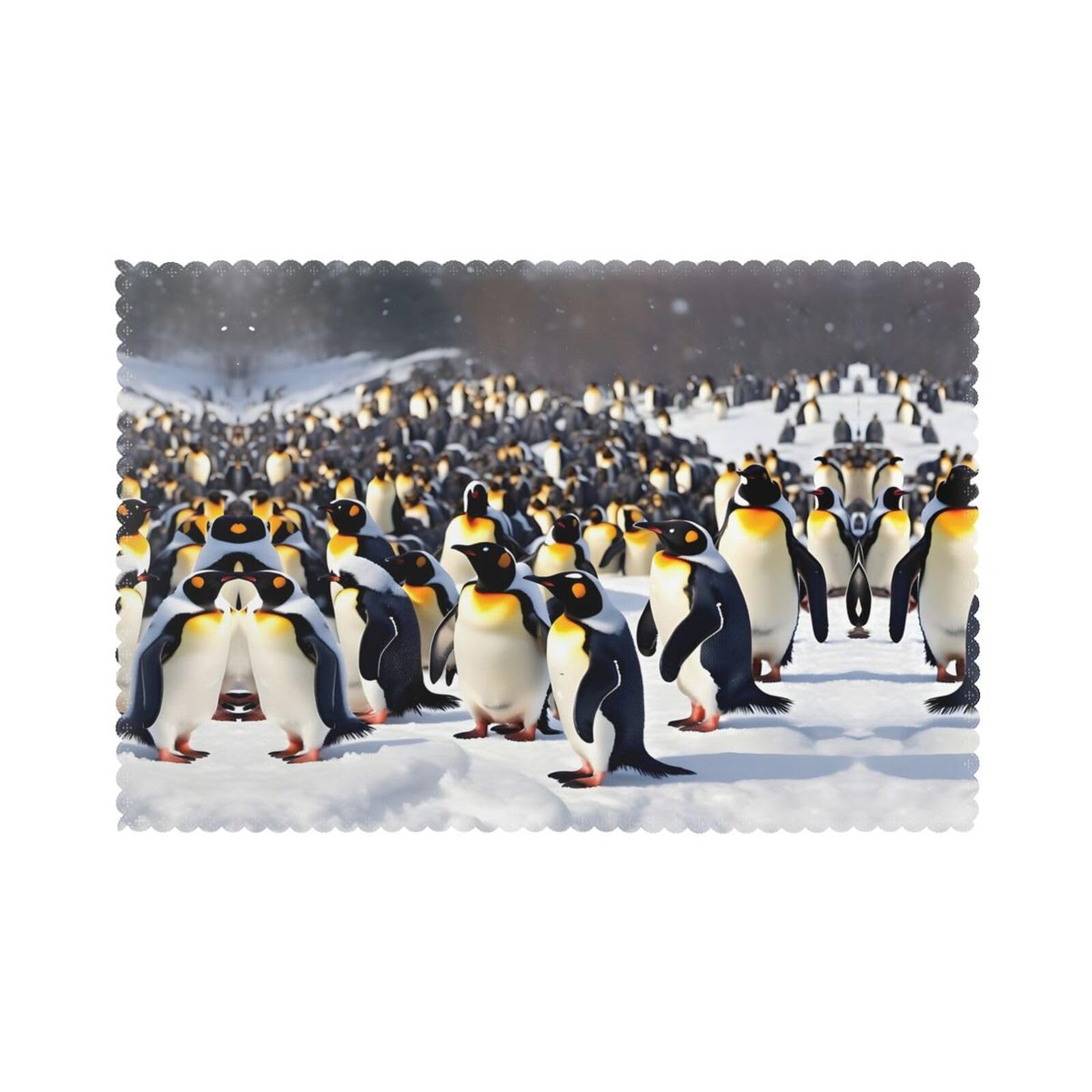 Happy Penguins Christmas Placemats Set of 6,Washable Table Mats