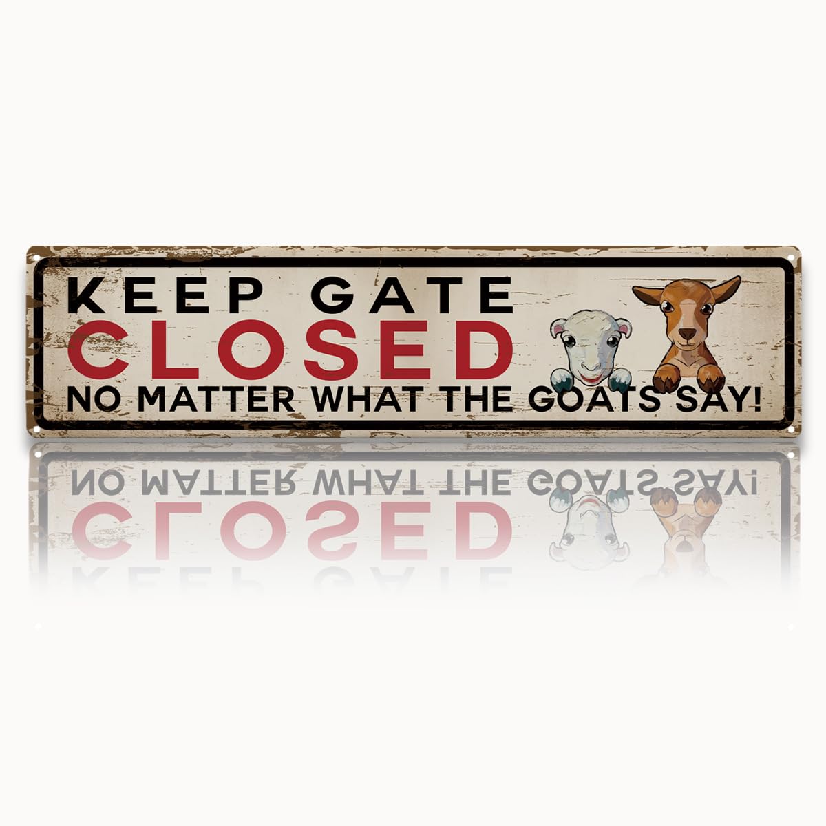 peiyeety Vintage Metal Tin Sign Keep Gate Closed No Matter What The Goats Say Farm Retro Rustic Wall Art Decor For Home Man Cave Garage Kitchen Office Farmhouse Patio 4x16 Inch