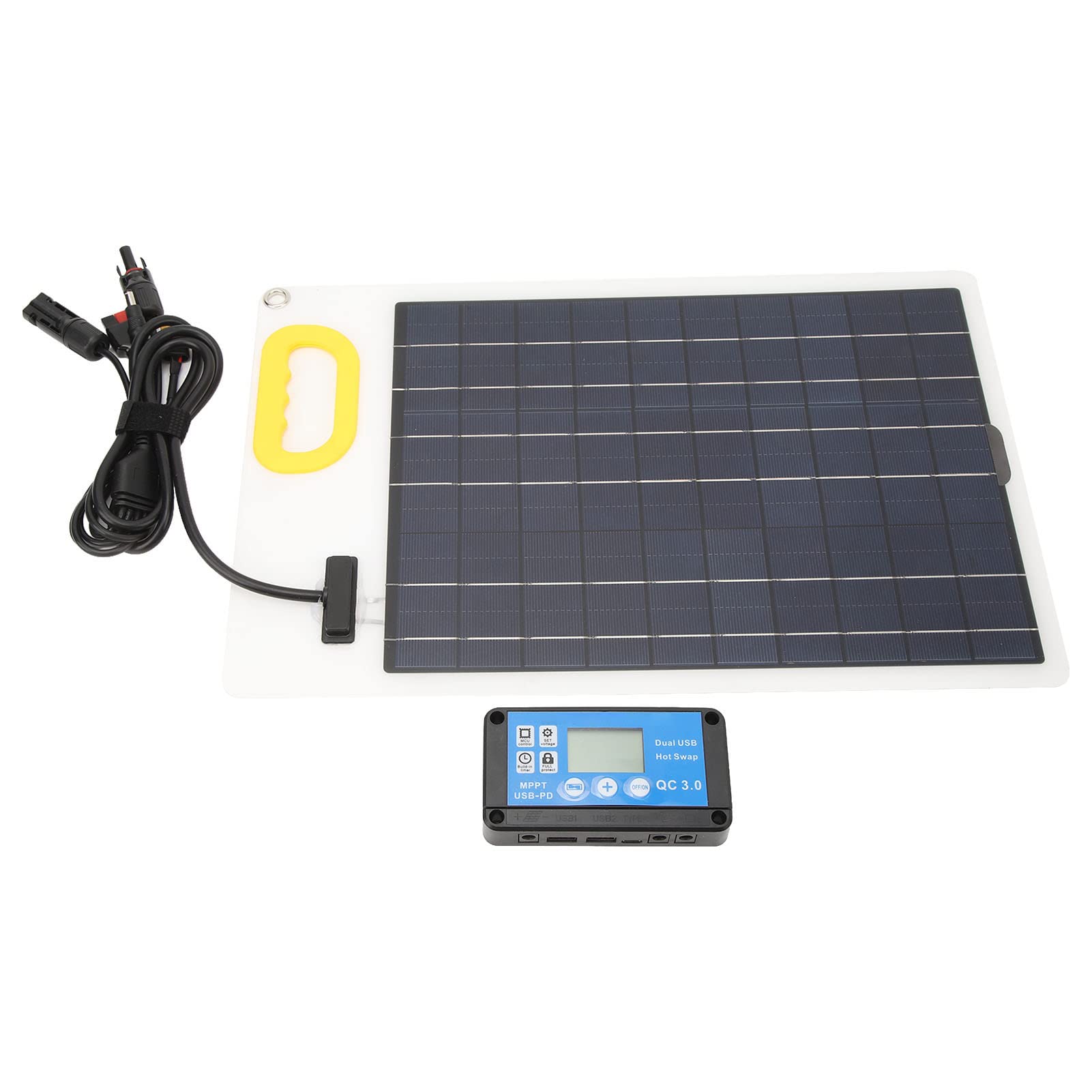 RV Solar Panel Kit, RV Battery Maintainer 100W Polysilicon Kit, für mit 30A MPPT Controller Dual USB Port Campers Controller, Port, Wasserdicht und Langlebig