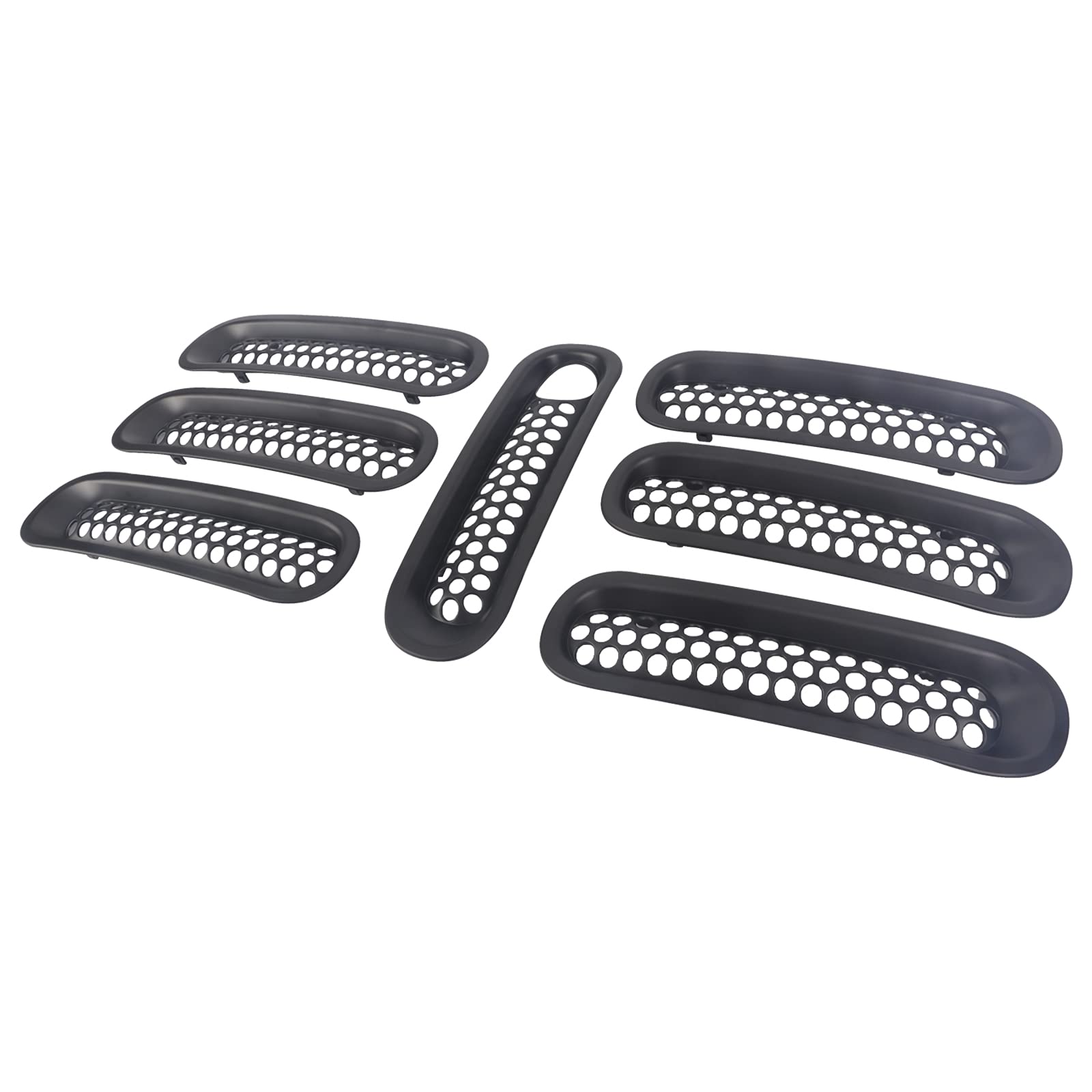 WTKSOY Front Grille Mesh Inserts Clip-in Grille Cover Guard Honeycomb Kit for 2007-2017 Wrangler JK（Glossy Black with Key Hole）