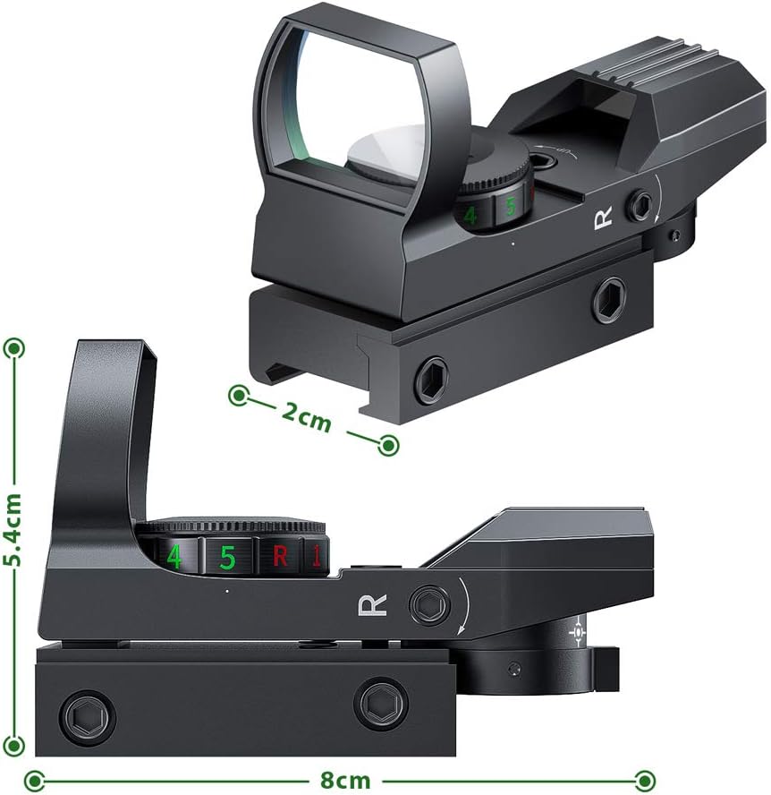 RHYTHMARTS Red Dot Sight Reflex Sight Red Green Sight 4 Styles Reticles Hunting Scope Sights for 20mm Rail : Sports & Outdoors