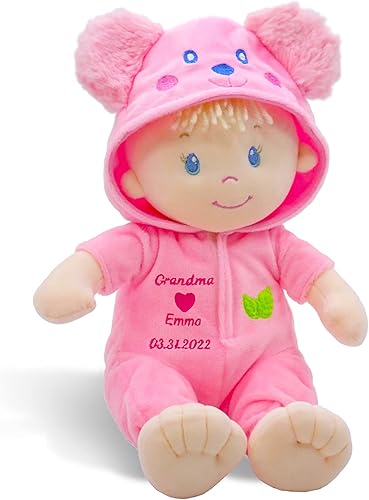 Miniatura 9 de June Garden Muñeca Sweet Dolly Brooks personalizada de 12 pulgadas  Peluche ultra suave para el nacimiento y más, con nombre, fecha o peso de