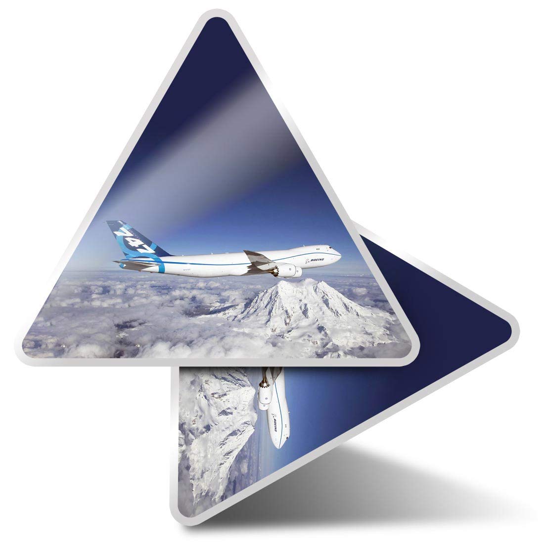 2 x Triangle Stickers 10cm - Boeing 747 Mountains Ski Holiday Laptop Tablet Luggage Scrapbook #44414