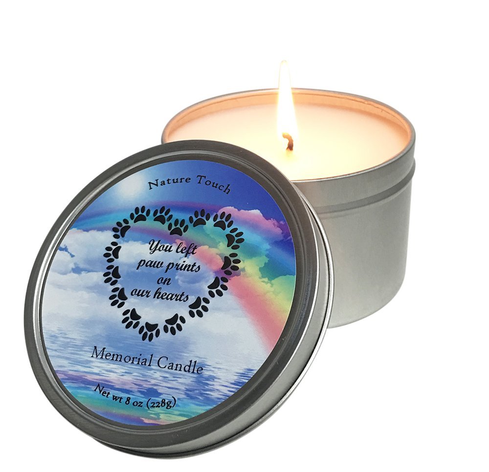 Pet Memorial Candle, 8 Oz Pet Loss Candle, Paraffin Free, Dyes Free, Non Toxic Soy Scented Candle, Hand Made In Us. Cat, Dog Memorial Gifts, You Left Paw Prints On Our Hearts. Lavender,Grapefruit