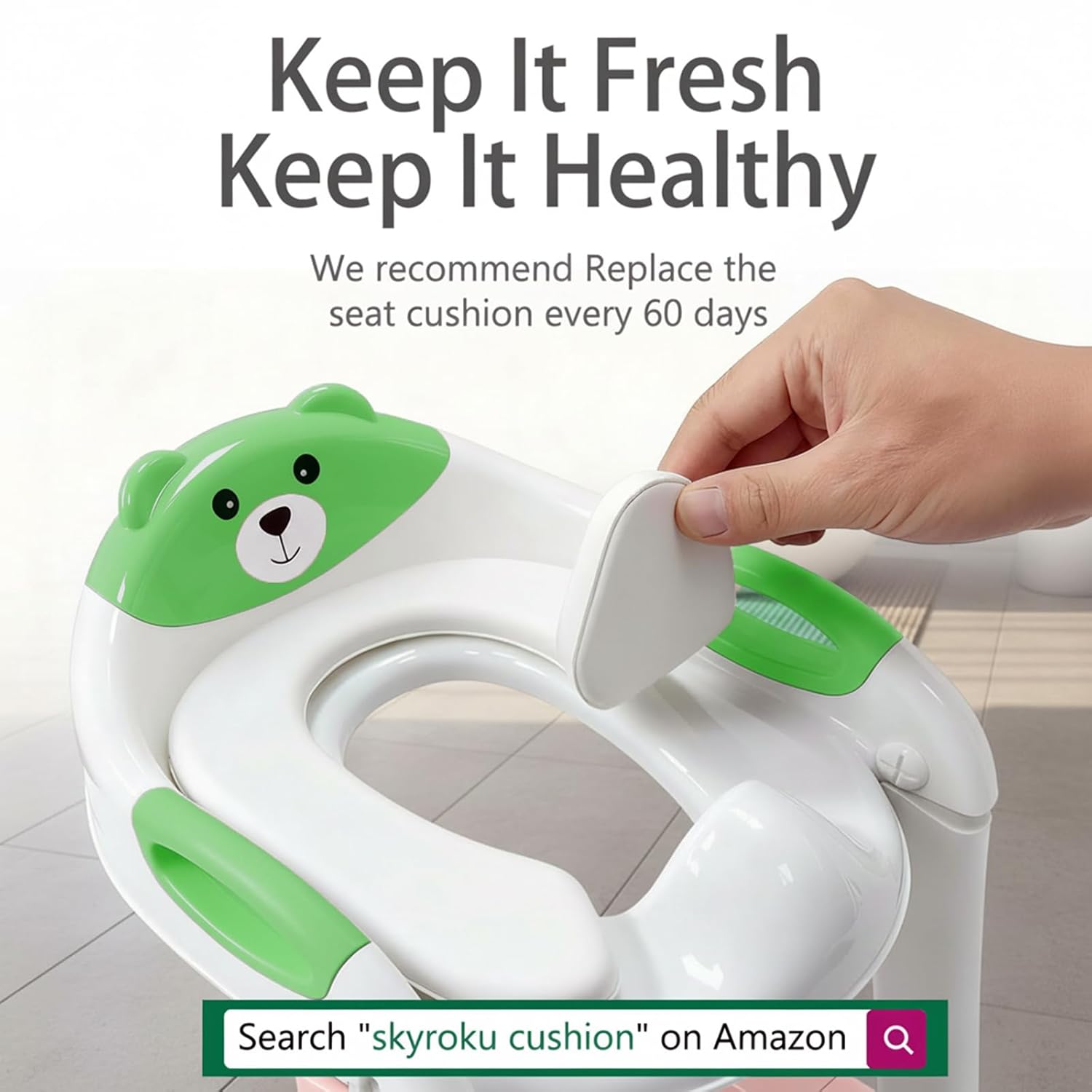Potty Training Seat with Step Stool Ladder, Toddler Toilet Seat for Boys Girls, Adjustable 6 Heights Fits Round & Elongated Toilets, Anti-Slip Pads & Leak-Proof Guard