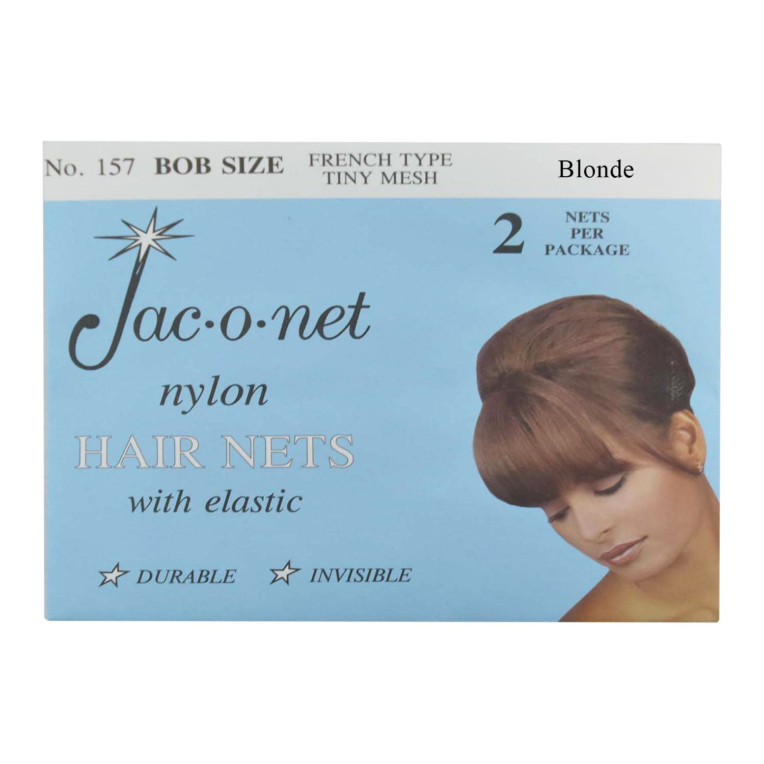 Hair Net Jac-O-Net French Type, Tiny Mesh Bob/Small Size , Blonde ,2 Net Per Pack [1 pack]