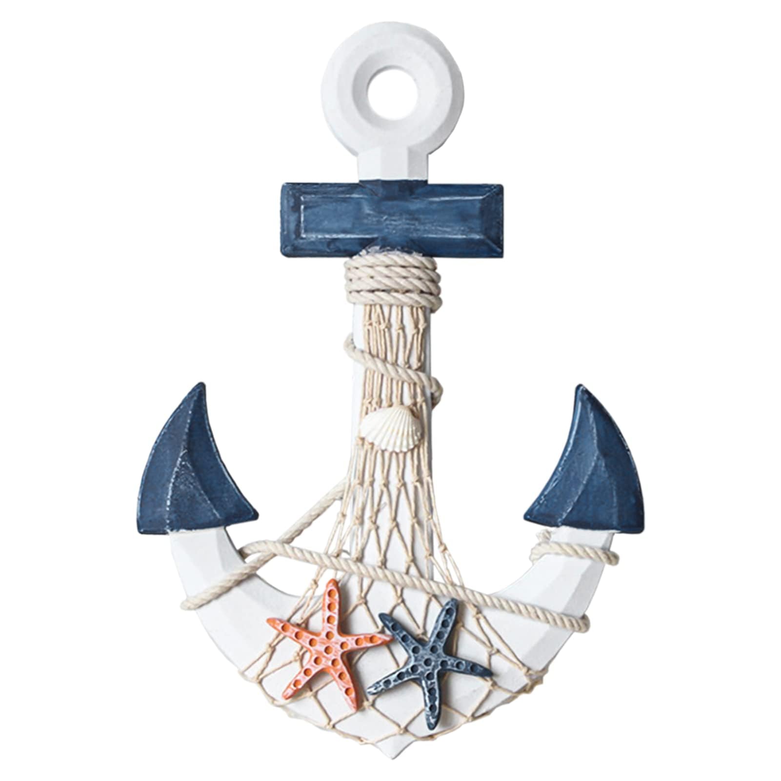 Mediterranean Style Anchor Hanging Ornament for Nautical Beach Restaurants and Bedroom Wall Decoration - Wooden Craft