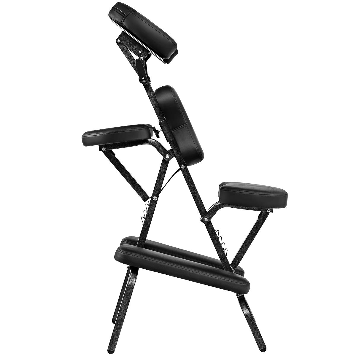 GOPLUS Chaise de Massage Pliable Hauteur Réglable 110-120CM Coussin Eponge Elastique Design Ergonomique Sac Transport 150KG Noir