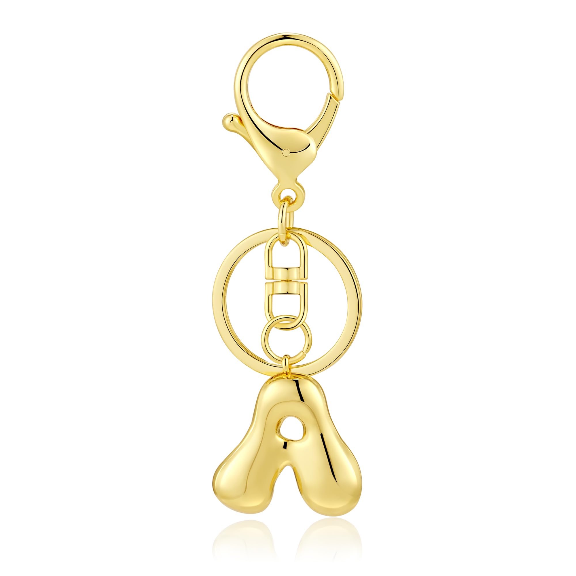 Kainier Gold Bubble Initial Keychain for Women Bag Charm Purse Key Alphabet Handbags Pendant Accessories Gift