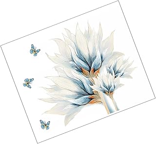 Veemoon 1 Folha De Adesivos De Parede Decalques De Parede 3D Adesivos De Menina Decoração Azul Decoração De Parede Decalques De Flores Pvc Parede Adesivos De Borboletas Adesivo Sala De