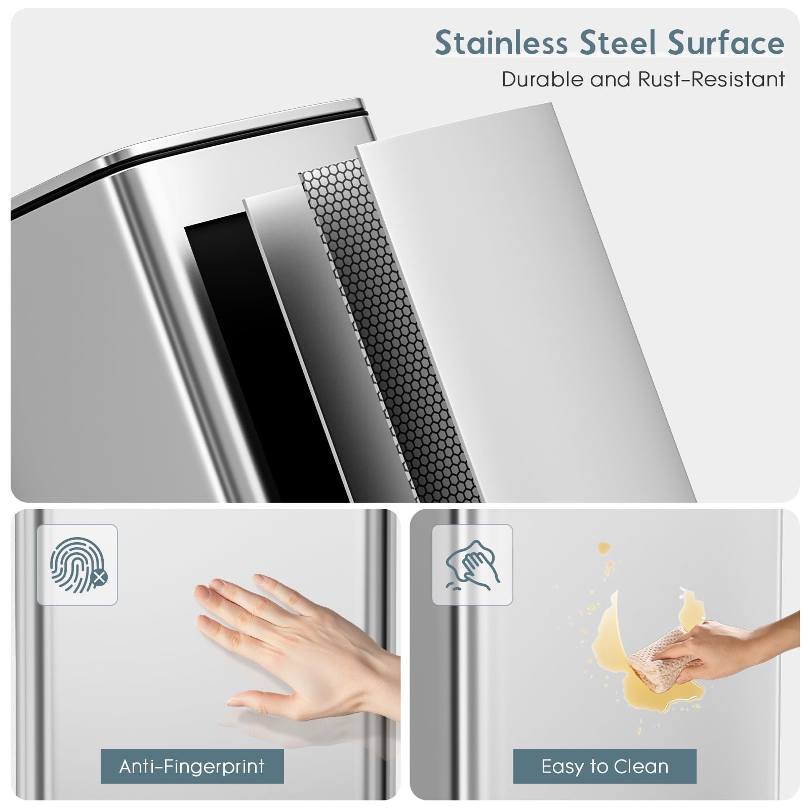 SONGMICS LTB03A02 Vuilnisemmer keuken, 30 liter, afvalemmer, pedaalemmer, keukenafvalemmer met