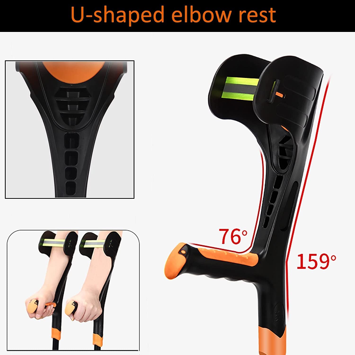 LIOONS Muletas Codo Muletas Plegables 4 Colores Muletas Ajustables con Reflector para Niños, Bastones Adolescentes Muletas Antebrazo