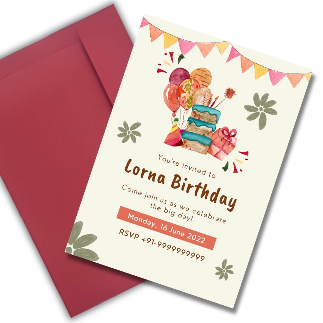 AanyaCentric Pack of 20nos A6 Size Small 4.1x5.8inches Exclusive Self Fill-in Birthday Invitation Cards with Envelope - Personalize Your Celebration - For Kids Boys Girls Birthday